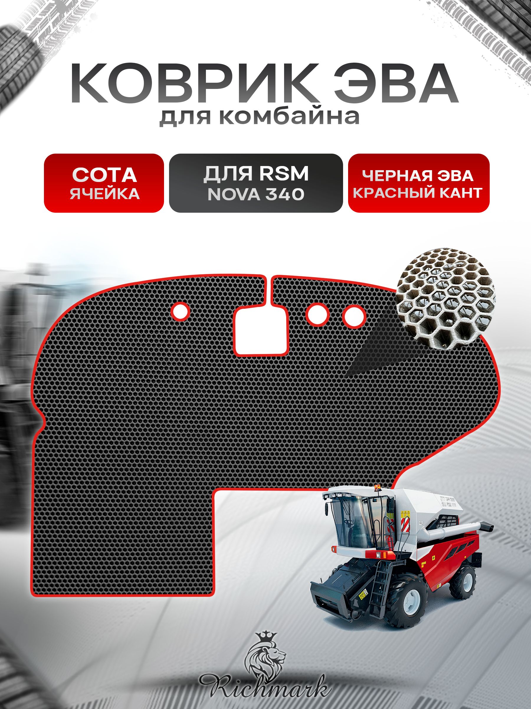 Коврики ЭВА Сота для RSM NOVA 340 Чёрный с Красным кантом. Ричмарк — фото 1