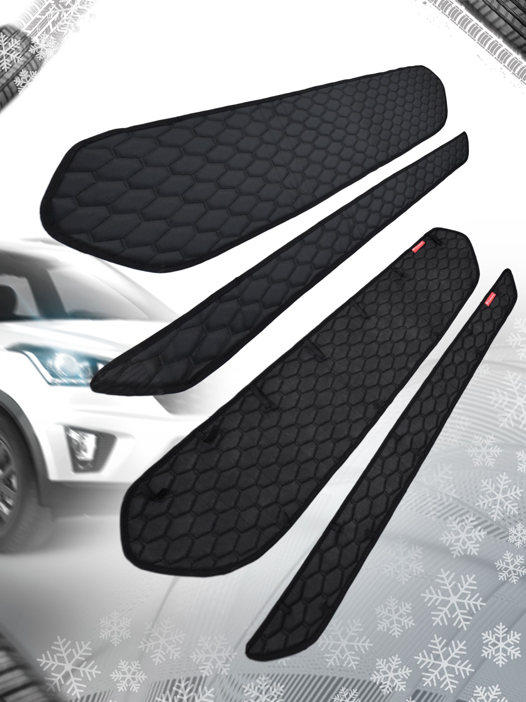 Утеплитель решетки радиатора авто из эко-кожи для Хендай Крета 1 / Hyundai Creta Сота. Ричмарк — фото 2