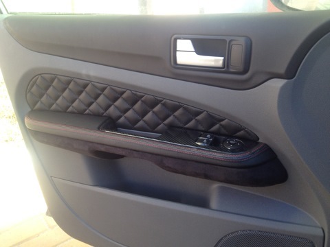 Обшивки карт дверей из эко-кожи для Ford Focus/ Форд Фокус 2 2005-2011 Г.В. (Ромб) Коричневые с чёрной строчкой. Ричмарк — фото 4