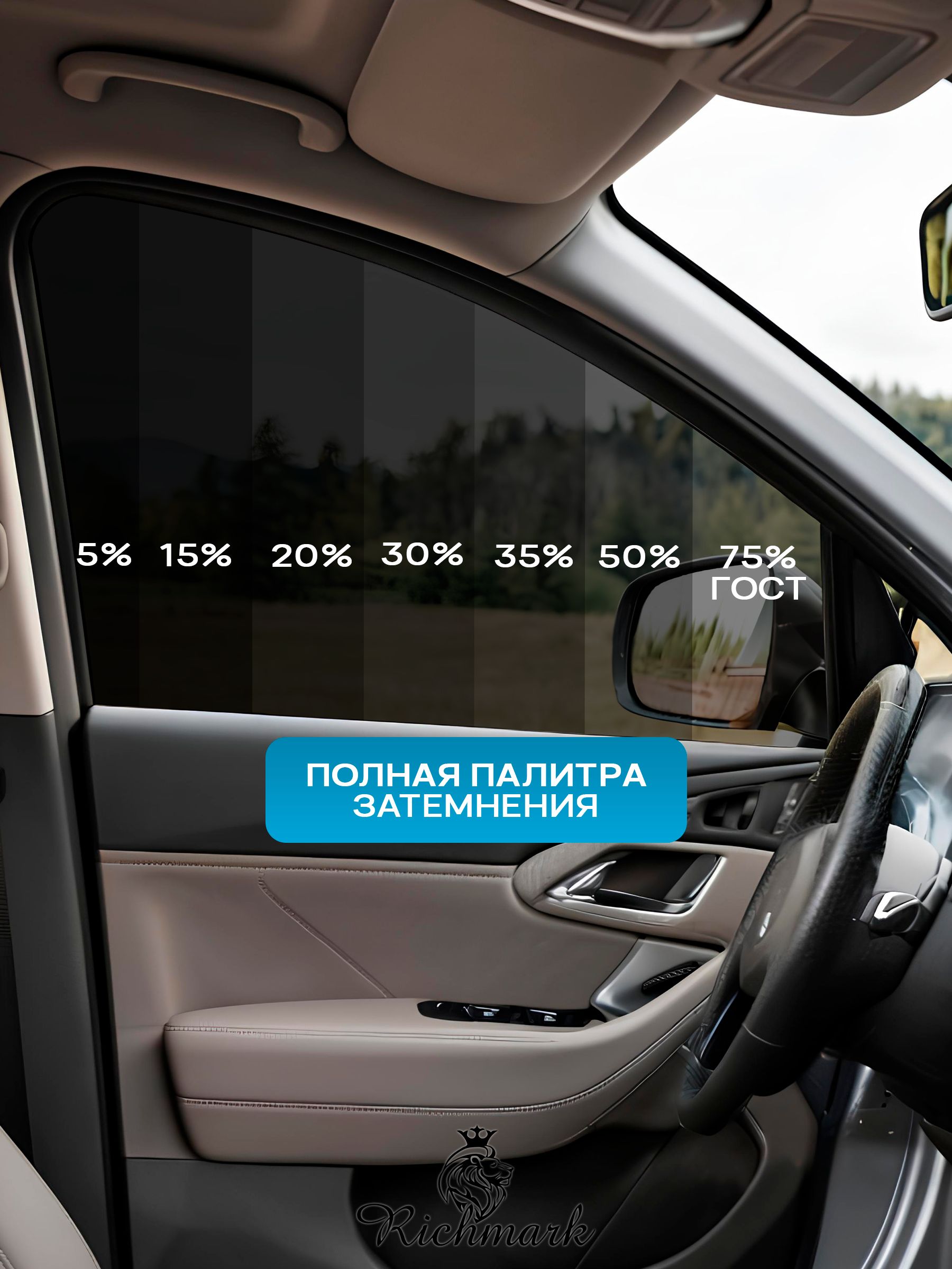 Пленка тонировочная под размер (на 2 передних стекла) 15% готовая тонировка для авто Volvo XC70 3 поколение 2007-2016 Ричмарк — фото 3