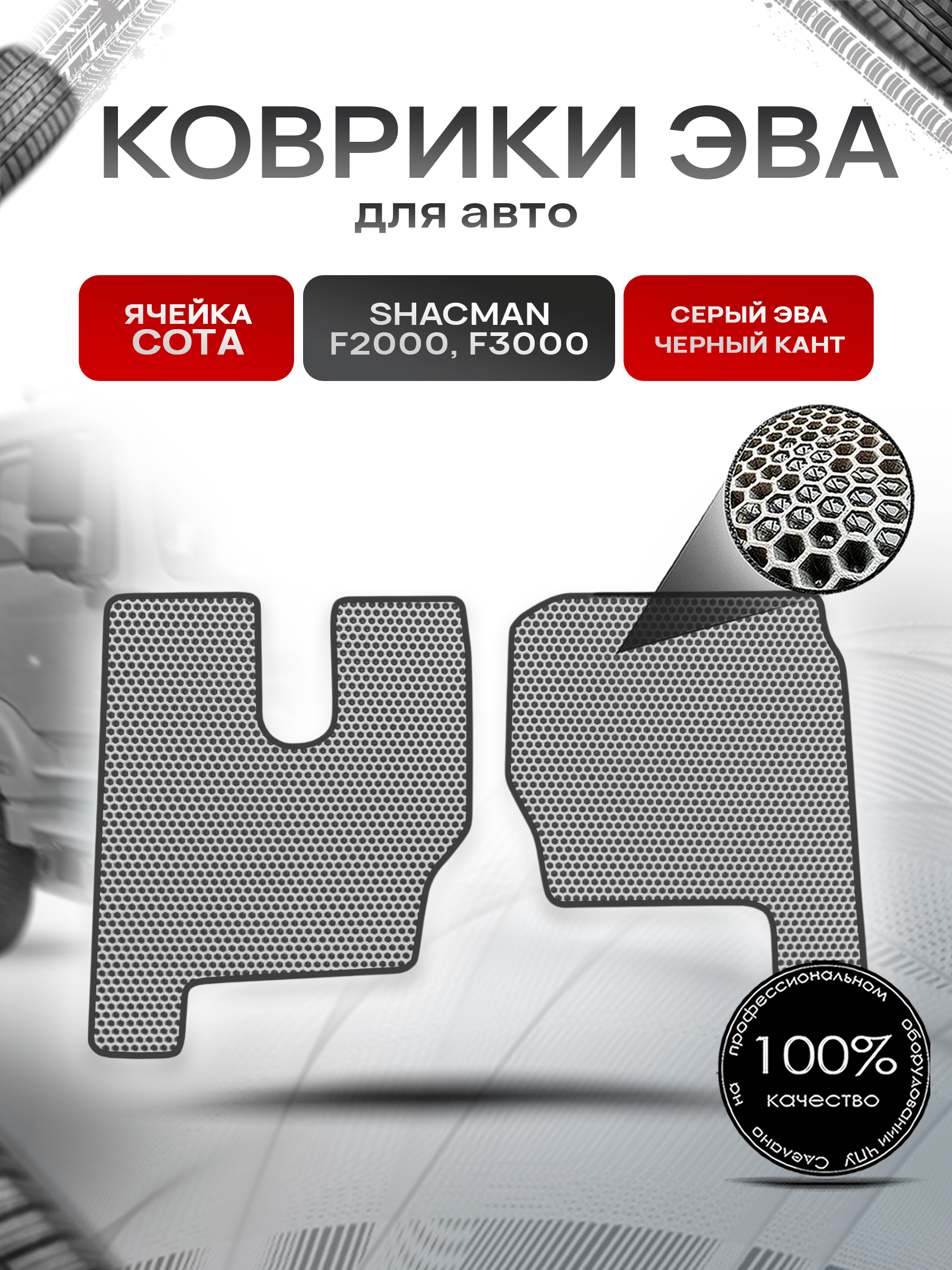 Коврики ЭВА Сота для Shacman F2000 F3000 / Шакман Ф2000 Ф3000 Серый с Чёрным кантом. Ричмарк — фото 1